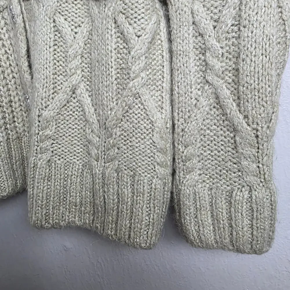 Zara Jeweled Button Chunky Knit Cardigan Blogger Favorite Sage Medium
